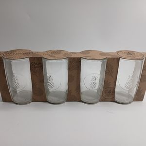 Home Essentials Pineapple Highball Glasses 20 oz Embossed Glass